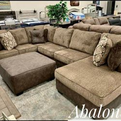 Sectional Couch Brown Color By Benchcraft Furniture ❤️No Needed Credit Check 💛 $39 Down Payment with Financing1828