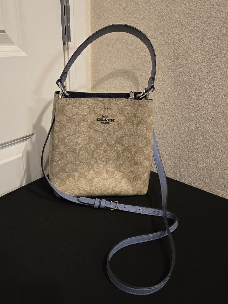 Coach Signature Print Bucket Purse