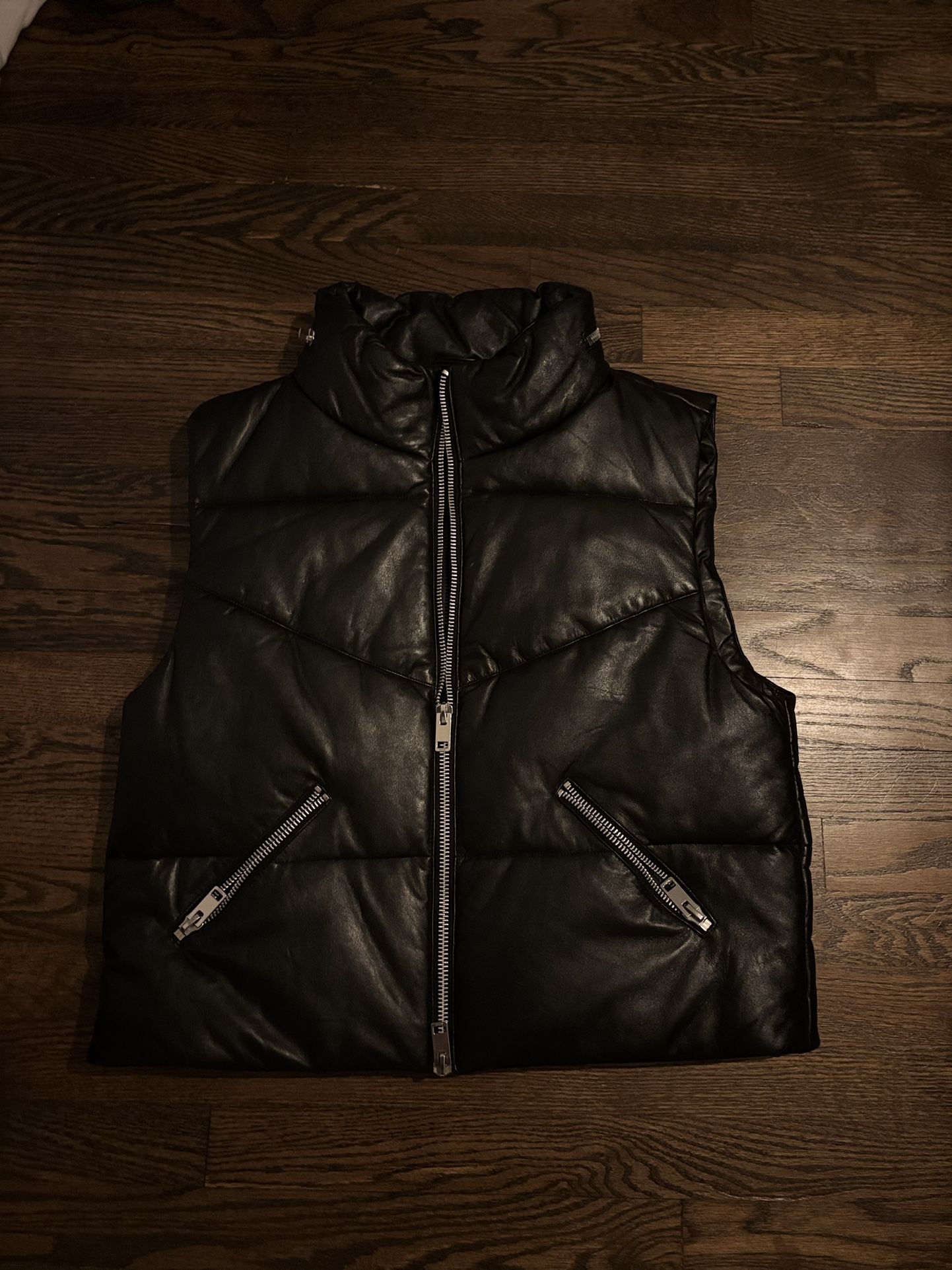 Walter Baker Landon 100% Lamb Leather Black Vest Size M