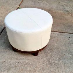 Round Leather Ottoman