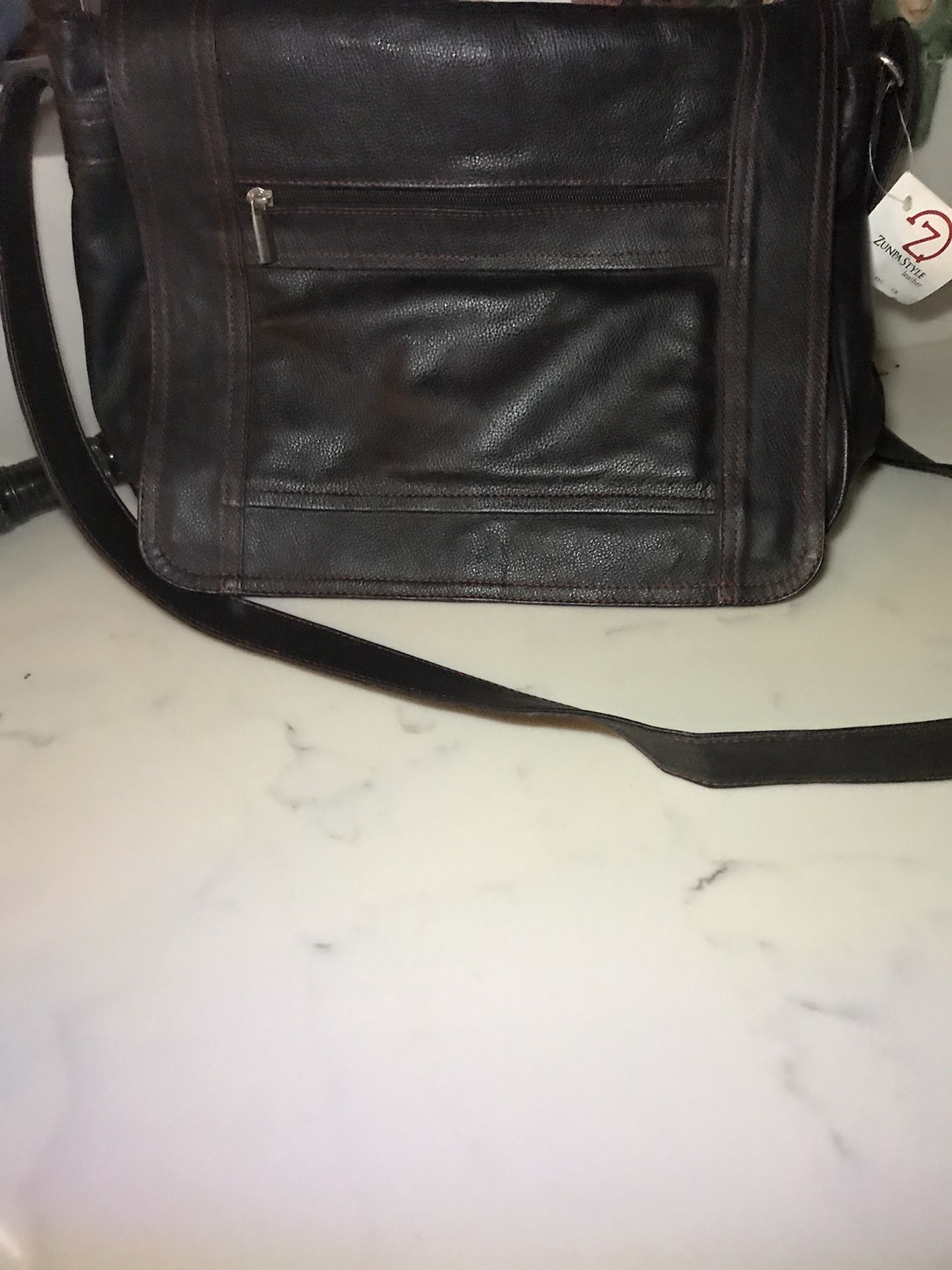 Zuniga leather messenger bag