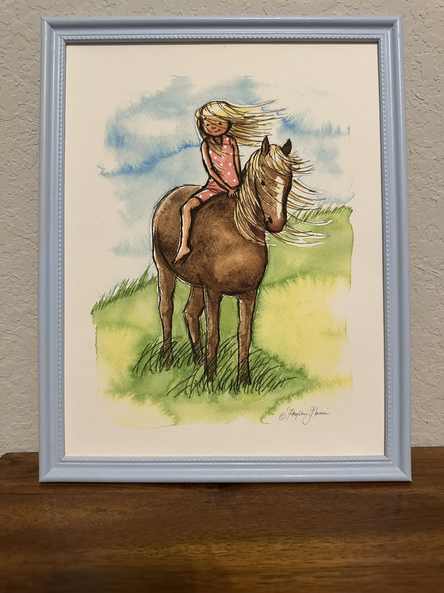 Girl on a Horse Art Print by Phyllis Harris Designs