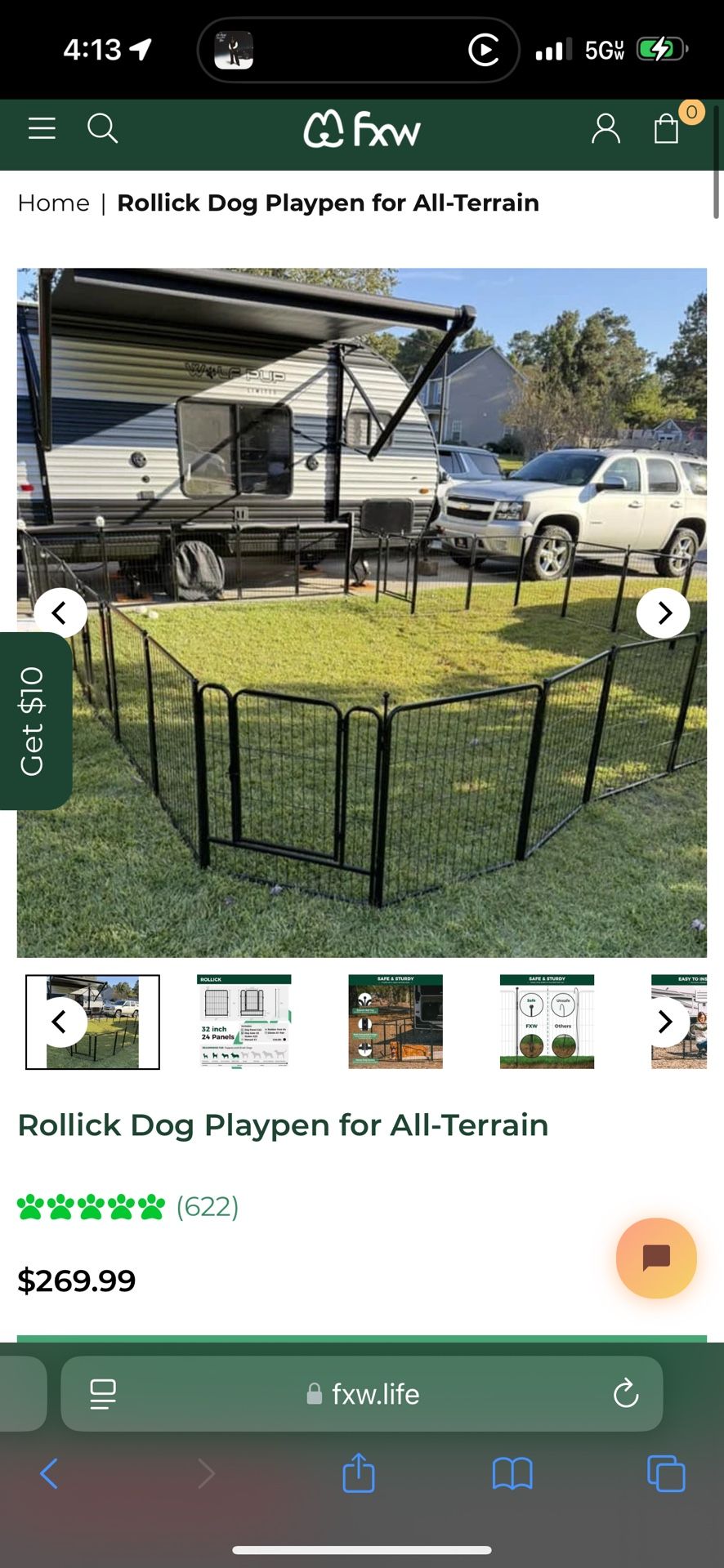 FXW Rollick Dog Playpen w/ 3 Storage Bags