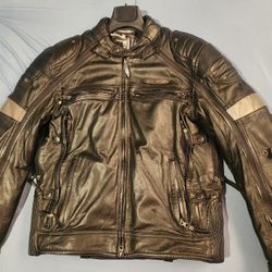 Men's Authentic Harley Davidson Leather Riding Jacket (FXGR) With Rear Armor Size Medium & Like New