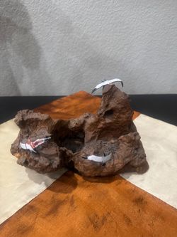 VTG Decorative Driftwood Sculpture With 3 Painted Metallic Seagulls Figurines