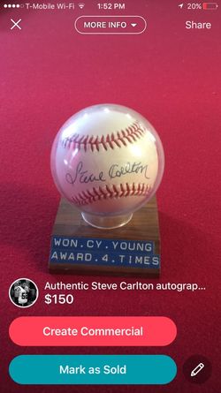 Authentic Steve Carlton autographed baseball