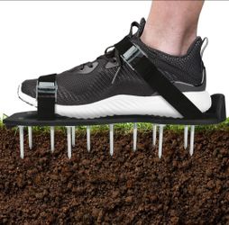 Lawn Aerator Shoes Heavy Duty Spiked with Lengthened Adjustable Straps, Spike Shoes for Grass, Universal Size Lawn Aerating Sandals, Gunite Spiked Sho
