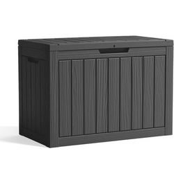 Assembled New 45 Gallon Resin Deck Box Lockable Patio Outdoor Storage Box for Furniture Garden Tools