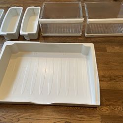 MISC STORAGE BINS/COMPARTMENTS FROM FRIDGE WE RECYCLED 