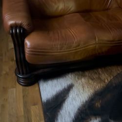 Brown Leather Lounge Sofa Bed