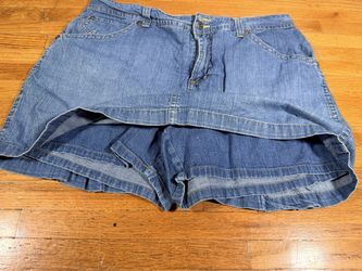 Gloria Vanderbilt Women’s Size 14 Blue Denim Skort Pleated Mini Skirt Shorts Y2K