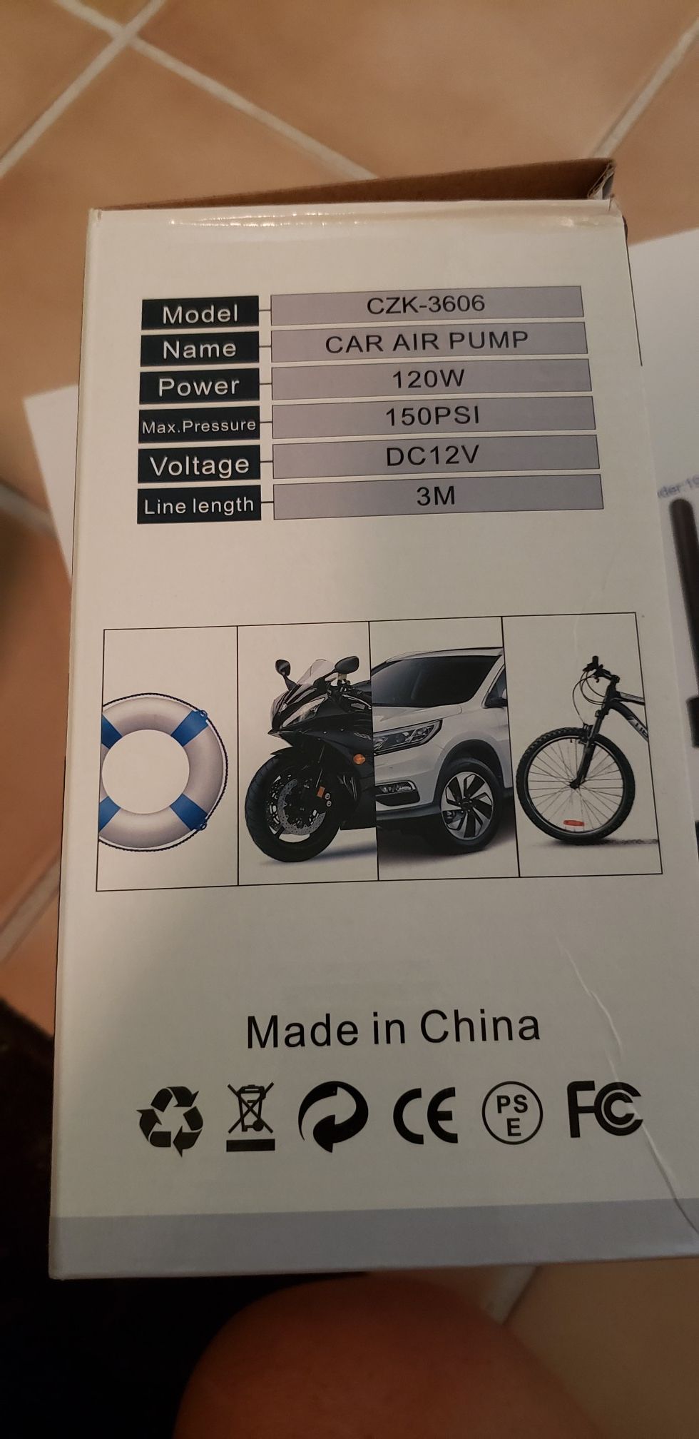 Car air pump up to 150psi