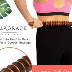 Massage Roller -Fascia Stick - Wooden 21.3 Real Beach Wood Hand Crafted