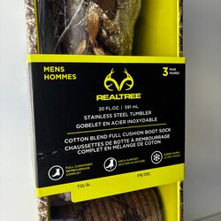 RealTree 20 Fl Oz TUMBLER & COTTON BOOT SOCKS (3 PAIRS)