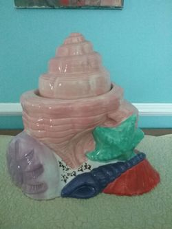 Sea shell cookie jar