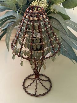 Decorative Olive Green Tea Light Beaded Table Lamp Accent