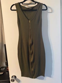 Green zip up dress