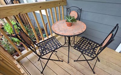 Terra Cotta Mosaic Wrought Iron Patio Bistro Set