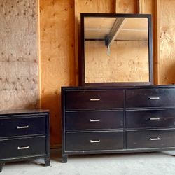 Six Drawer Dresser, Two Drawer Nightstand and Mirror