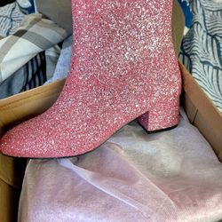 Pink Glitter Boots