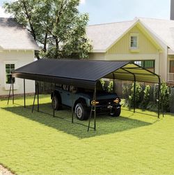 13x26.5ft Outdoor Metal Carport Dual Car Shelter for 2 Vehicles, 0.25mm Thick Steel with Protective Film, Waterproof & UV-Resistant, Includes Gloves/H