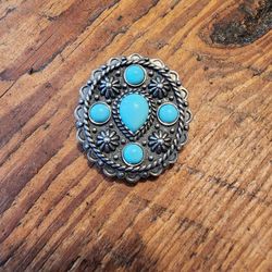 Beautiful Genuine Turquoise And Setwling Silver Piece