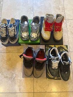 Shoes-Jordan, pearl vans, botteges, and bapes