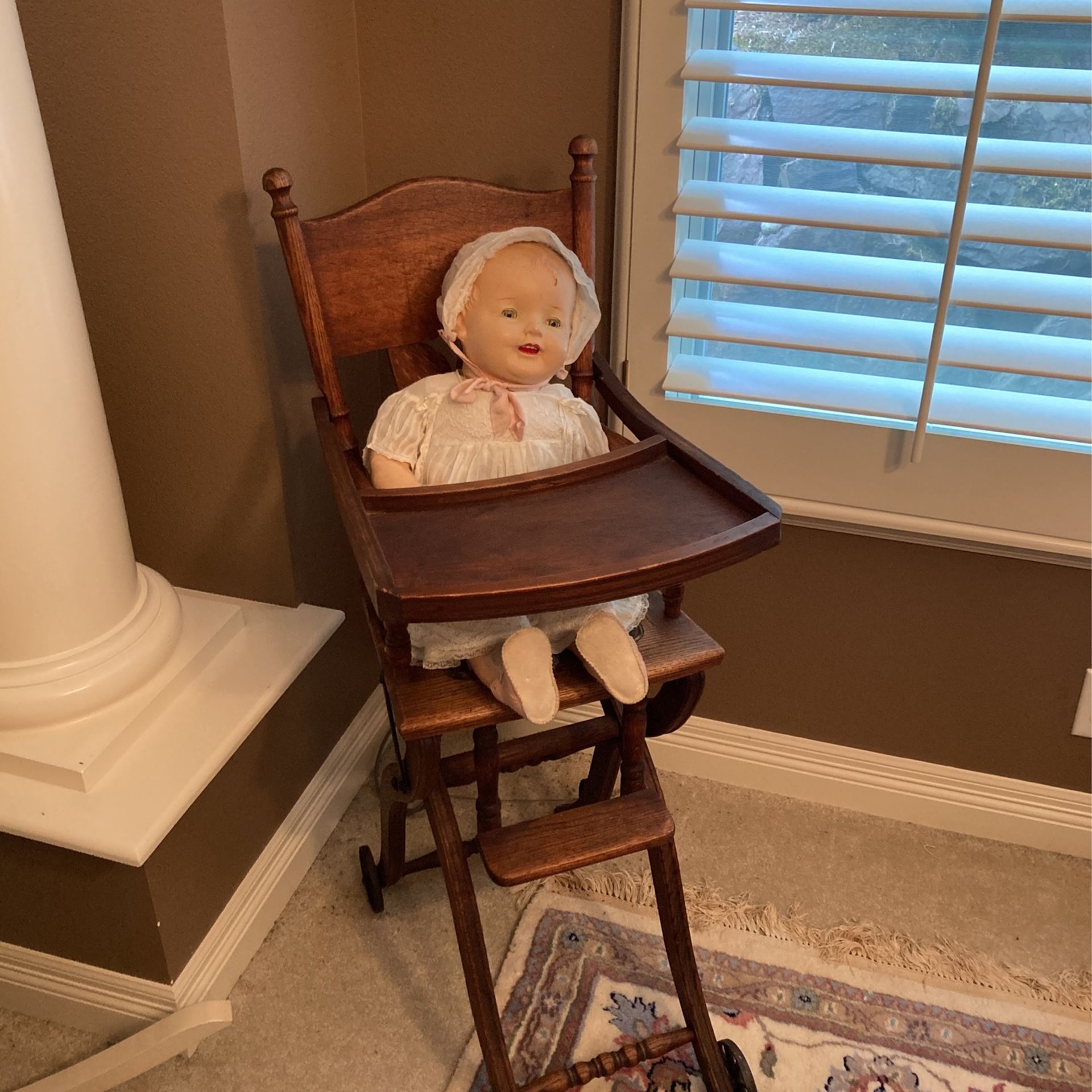 Antique Highchair With Antique Doll