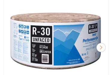 Knauf Insulation R30 Unfaced 15 in. x 22 ft. Fiberglass Insulation Roll for Floor, Attic - Class A Fire-Rated and Made in USA (1-Roll