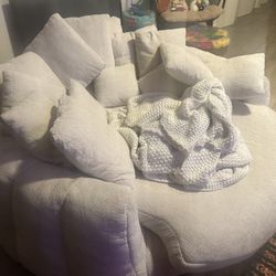 71” Round Sleeper Couch & 55’ Tv