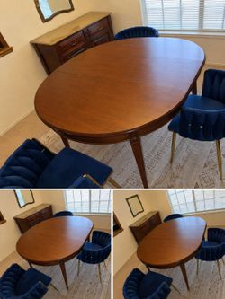 Oval Wood Dining Table with Leaf Extension