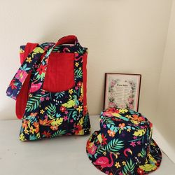 JUEGO DE BOLSA Y GORRO  PESCADOR . Hecho A Mano Nuevos