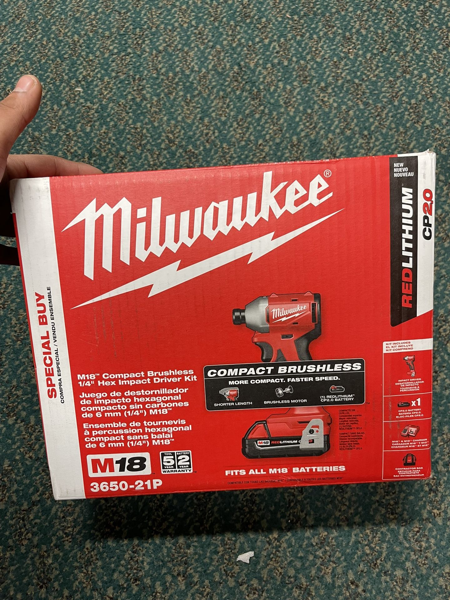 IMPACT DRIVER, TOOLS-POWER MILWAUKEE BRUSHLESS OPEN BOX W BATTERY AND CHARGER