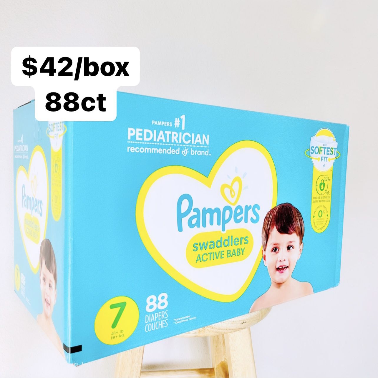Size 7 (41+ Lbs) Pampers Swaddlers (88 Baby Diapers)