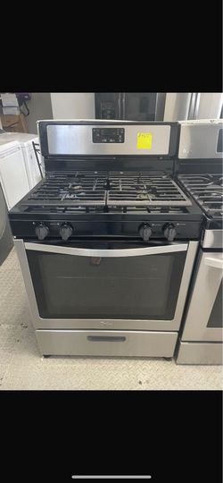 Whirlpool 30” Black and Stainless Steel Gas Stove