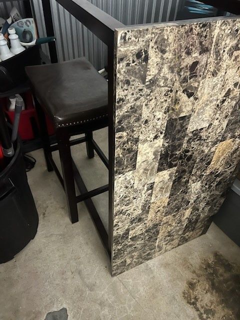 Marble-Top Pub Table with Stool – $50