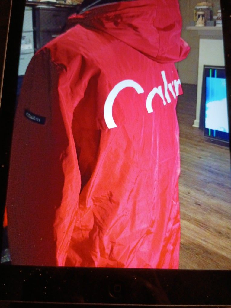 CALVIN KLEIN MEN'S RED FULL- ZIP STRETCH SOFT COAT JACKET