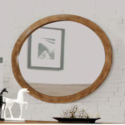 New in box Furniture of America® Lennart Oak Oval Mirror-CM7386A-MO