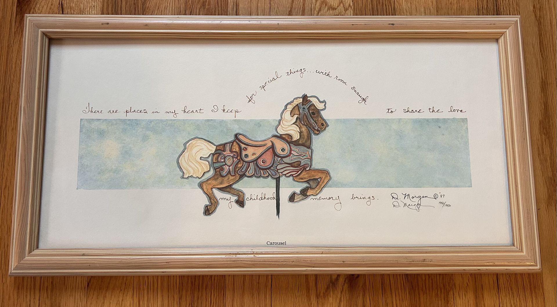 ARTIST SIGNED “Carousel” HORSE FRAMED PRINT