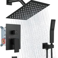 Aolemi Rainfall Shower System Shower Head Combo Set with Tub Filler Handheld Shower Luxury Rough-in Valve Included Wall Mount Bathroom Shower Mixer Fa