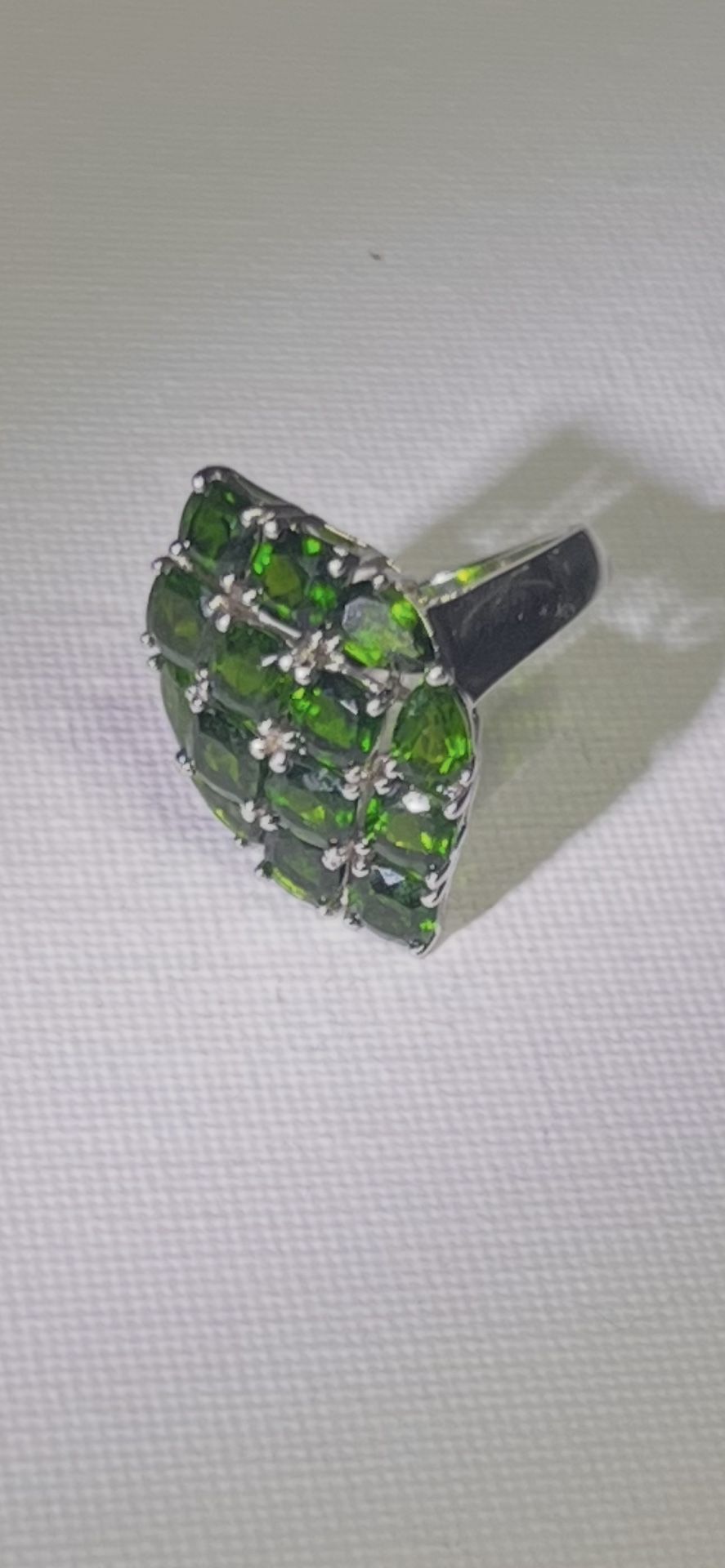 Chrome Diopside Cluster Ring – Sterling Silver – Size 8