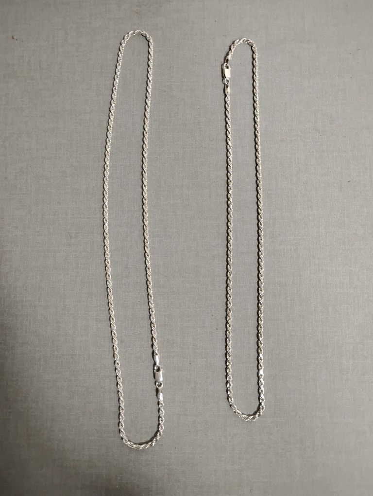 .925 Silver Rope Chain Set