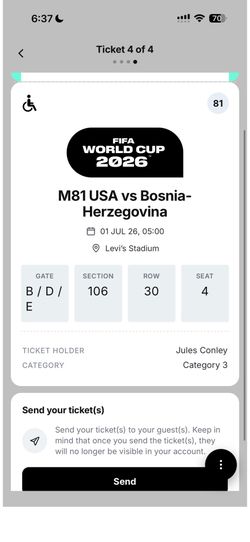 🇺🇸 FIFA WORLD CUP 2026 – USA vs Bosnia & Herzegovina 🇧🇦🎟️ 1 Official FIFA World Cup 2026 Ticket Available