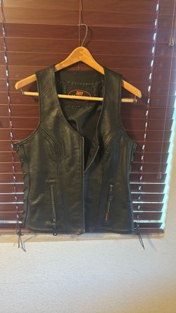 Black Leather Motorcycle Vest women’s