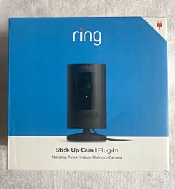 Ring Stick Up Cam Plug-In Indoor/Outdoor Security Camera Black NEW 1080p