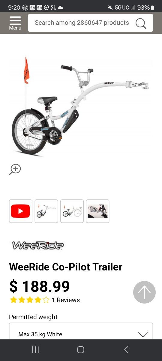 Wee-Ride Co-Pilot 20" Bike Trailer