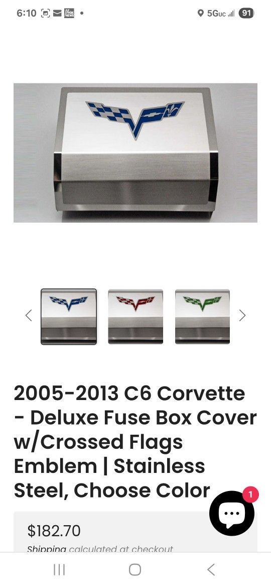 C6 CORVETTE FUSE BOX COVER WITH CROSSED FLAGS BLUE ! STILL IN PROTECTIVE COVER