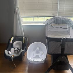 Infant Car seat, Baby Bedside Bassinet, Scale/babytub, Two BrandNEW Snow Suits and Others Are Lightly Used 