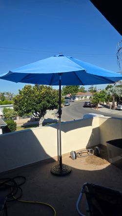 Patio Umbrella with Base — Blue