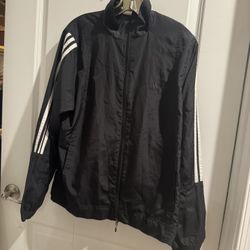 Adidas Boy’s Black Windbreaker with White Stripes Size M